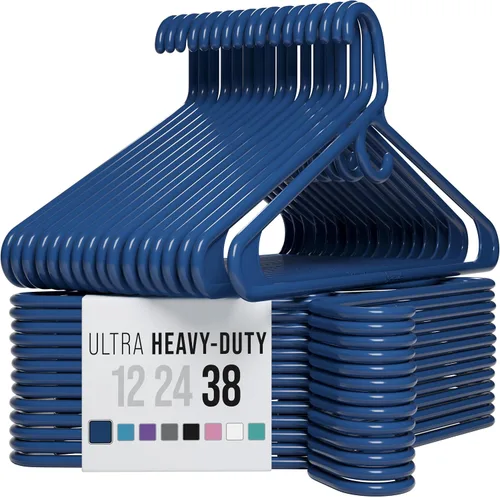 Vista 13 de NEATERIZE Perchas de ropa de plástico ultra resistentes - Aqua - Percha duradera para abrigos, trajes y ropa. Perchas De Ropa (Paquete de 12 - Aqua)