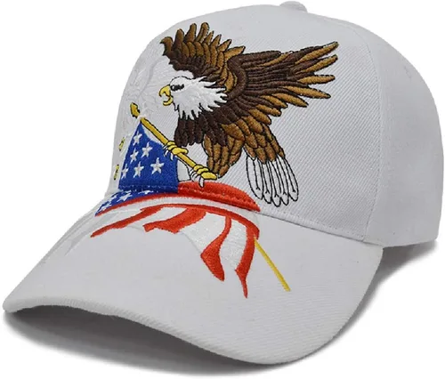 Vista 12 de FLYOUTH - Gorra de béisbol creativa con diseño de águila y bandera de Estados Unidos, gorra bordada con visera