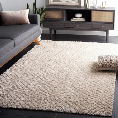 Vista 17 de SAFAVIEH Tahoe Shag Collection - Alfombra de pasillo, 2 x 9 pies, color beige, diseño geométrico, felpa de 1.2 pulgadas de grosor, ideal para zonas