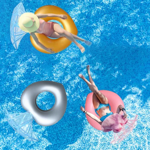 Vista 5 de Flotadores de piscina con anillo dorado de diamantes, anillo de compromiso, balsa inflable, accesorios para piscinas, juguetes de despedida
