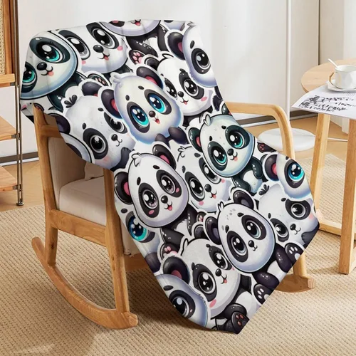 Vista 7 de Manta de panda – Mantas de franela suave para niñas, niños y mascotas, mantas cálidas de panda para todas las estaciones, sofá, regazo y silla, 40 x