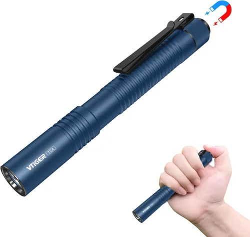 Vista 10 de VTIGER T2A - Linterna compacta EDC de 1500 lúmenes de alto, linterna LED recargable AA, superbrillante, pequeña, táctica, con bolsillo, con imán