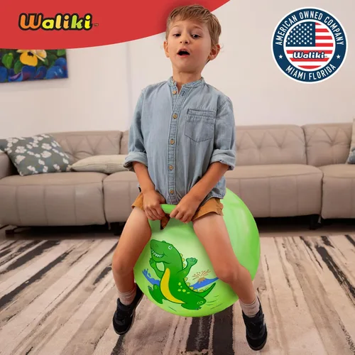 Vista 3 de WALIKI Bola de tolva de dinosaurio para niños de 3 a 6 años T-Rex Hop Ball Hippity Hop Sit & Bounce Toy con bomba Dinosaurio de salto