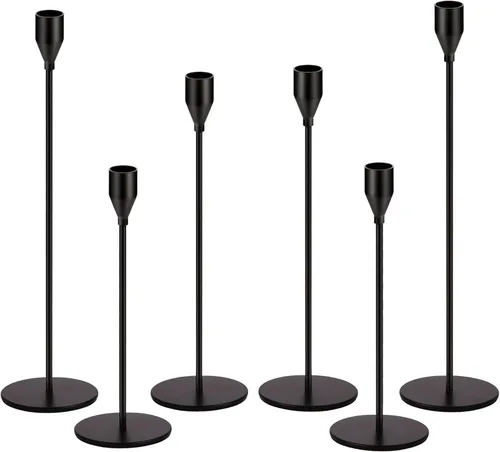 Vista 20 de Juego de 3 portavelas cónicos plateados para decoración de citas, festivales, bodas, fiestas, comedores o aniversarios, se ajustan a velas de pilar