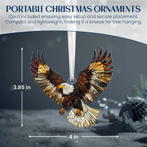 Vista 6 de FLAGWIX Regalos de águila calva de Navidad para hombres y mujeres - Adornos acrílicos planos 2D (no 3D) 2025 para decoraciones - Adorno de águila