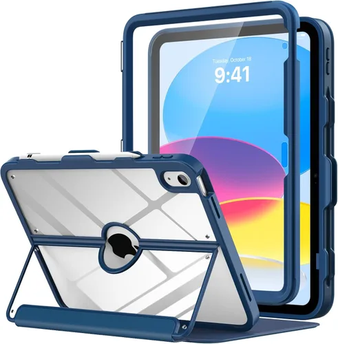 Vista 29 de MoKo Funda para iPad (A16) de 11ª/10ª generación con soporte para lápices A-Azul marino
