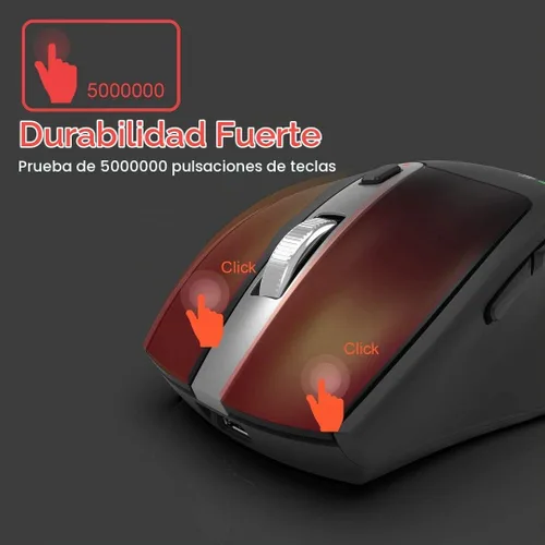 Vista 4 de Arteck Mouse inalámbrico Bluetooth con receptor Nano USB, negro, batería de 4 meses de duración, diseño ergonómico