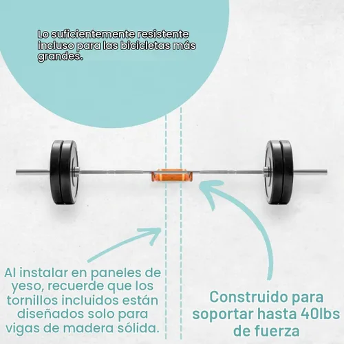 Vista 5 de WOKK Soporte de pared para bicicleta de madera, soporte de pared horizontal para bicicleta para el hogar o el garaje, soporte de pared