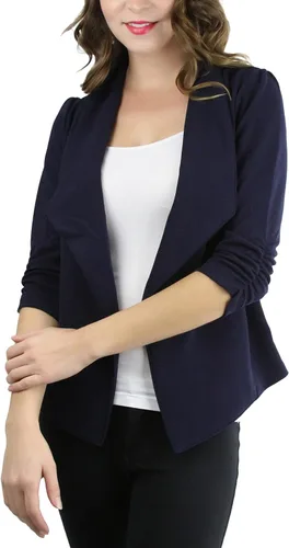 Vista 25 de ToBeInStyle Blazers de manga larga con cremallera y botones para mujer