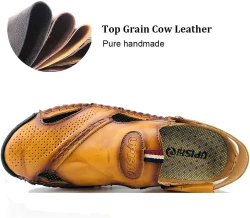 Vista 2 de Sandalias ajustables para hombre con correa de cuero para hombre, estilo casual, para la playa, para exteriores, zapatos de pescador