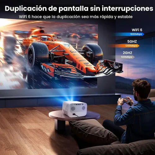 Vista 4 de Proyector 4K Google TV, 1500 lúmenes ANSI, enfoque automático 6D y Keystone, altavoces de 20 W, Wifi y proyector Bluetooth para iPhone/Android