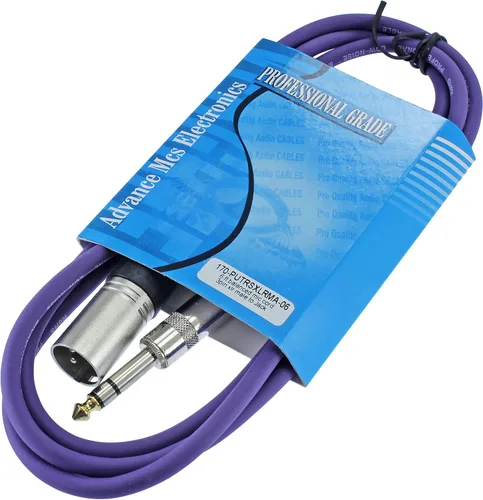 Vista 18 de Cable Patch de Audio Pro XLR macho TRS de 1/4 pulgadas a 3 pines equilibrado y blindado (3 pies de largo, azul)