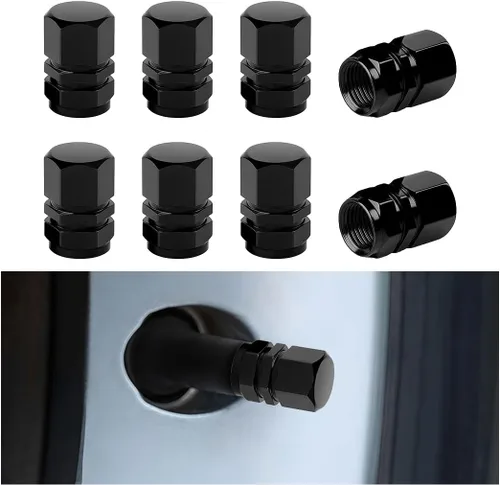 Vista 17 de Osilly Tapones de válvula de vástago de neumático de automóvil, 4 piezas de cubiertas de vástago de válvula de aleación de aluminio, resistentes a