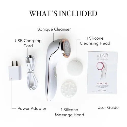 Vista 6 de reVive Light Therapy Lux Collection Soniqué Limpiador, Cepillo Limpiador Facial Sónico con Terapia de Luz Roja de Grado Médico para el Rostro