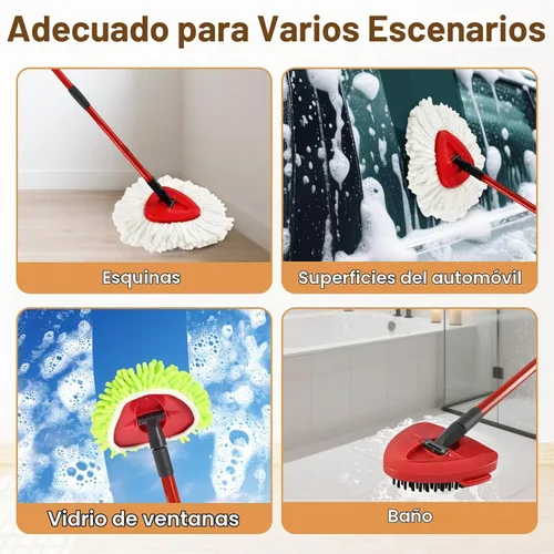 Vista 9 de 6 piezas de cabezales de repuesto para mopa para el sistema de mopa giratoria Ocedar EasyWring de 1 tanque, incluye 2 mopas giratorias de microfibra