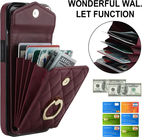 Vista 3 de Asuwish Funda de teléfono para iPhone 13 de 6.1 pulgadas con protector de pantalla de vidrio templado, correa de muñeca, anillo de bloqueo RFID