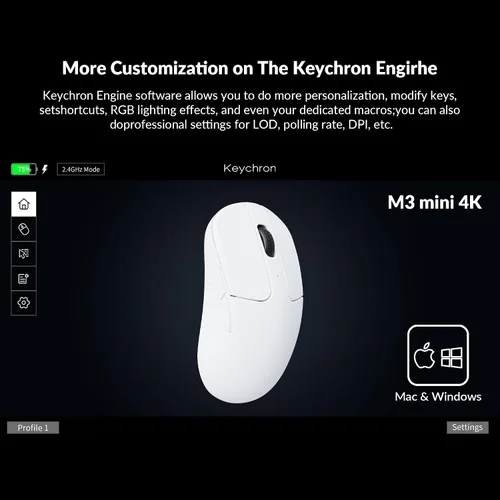 Vista 2 de Keychron Ratón inalámbrico M3 Mini 4K - Blanco