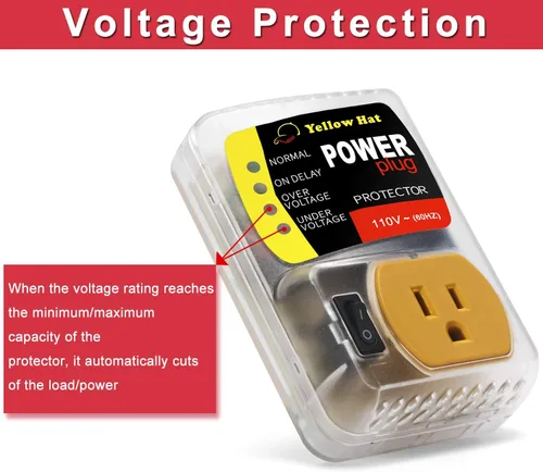 Vista 3 de Protector contra sobretensiones, Protector de voltaje para electrodomésticos del hogar, Tomacorriente de caída de voltaje 110V 15A 2200 vatios