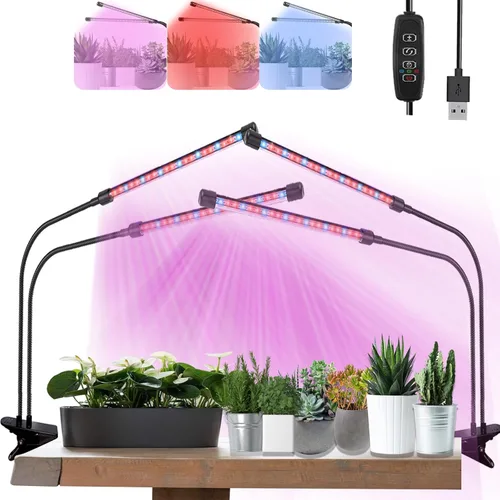 Vista 12 de Luces de Cultivo para Plantas de Interior 20 LED, Luces de Cultivo de Plantas de Interior de Espectro Completo Auto Encendido Apagado