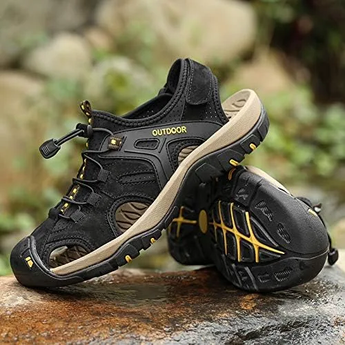 Vista 3 de LUODENGLANG Men's Sport Sandals Outdoor Hiking Sandals Closed Toe Water Sandals Casual Lightweight Summer Breathable Beach Shoes