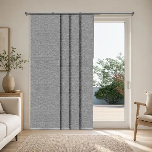 Vista 23 de CHICOLOGY Elegantes Persianas Verticales Transparentes Blancas para el Hogar, Ventanas Interiores Grandes, Puerta Corrediza, Patio (78" An x 84" Al)