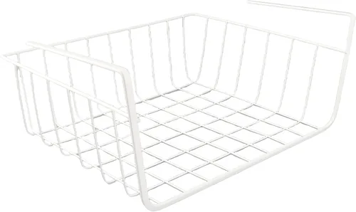 Vista 6 de Cesta de alambre para debajo del estante, cesta de almacenamiento de metal para debajo del estante, soporte de carga fuerte para escritorio