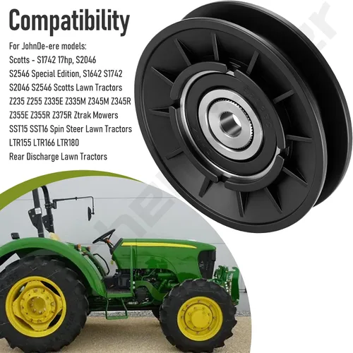 Vista 4 de Polea tensora AM121967 compatible con tractores de césped JohnDe-ere Fits Model LT133, LT150, LT155, LT160, LT170, LT180, LT190 and STX GX LT LTX