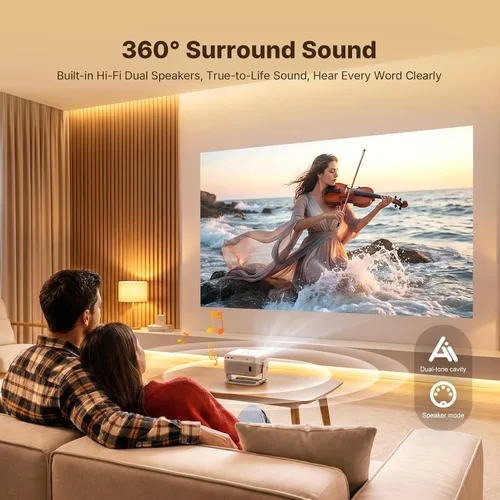 Vista 6 de Compatible con Netflix Smart Projector con Whale TV, proyector Native 1080P compatible con 4K, enfoque automático y Keystone automático, Dolby