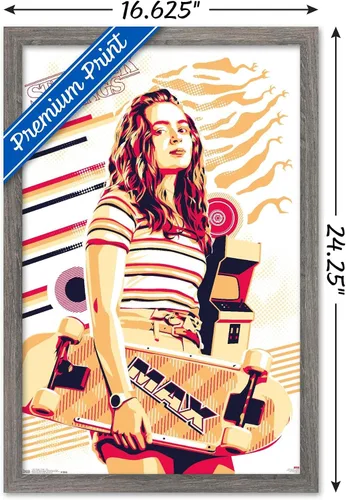 Vista 3 de Trends International Netflix Stranger Things: Season 3 - Póster de pared máximo, 14.725 x 22.375 pulgadas, versión enmarcada de madera de granero