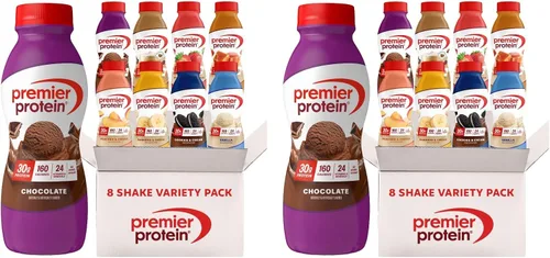 Vista 8 de Premier Protein - Batido de proteína, paquete de variedad de 8 sabores, 30 gramos de proteína, sin azúcar añadida, 24 vitaminas y minerales