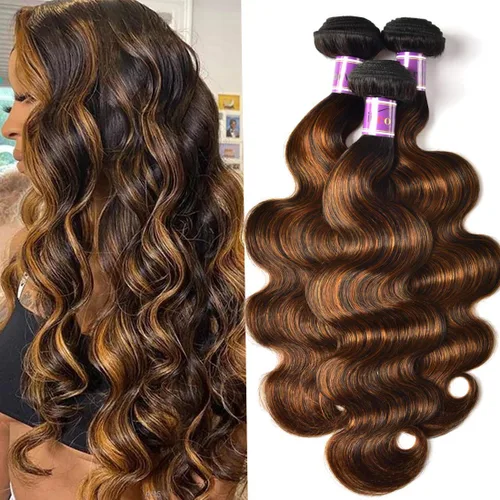 Vista 20 de UNICE - 3 extensiones de cabello humano ondulado marrón castaño ombre, brasileño, remy, 8, 10, 10 pulgadas, extensiones de cabello humano ondulado