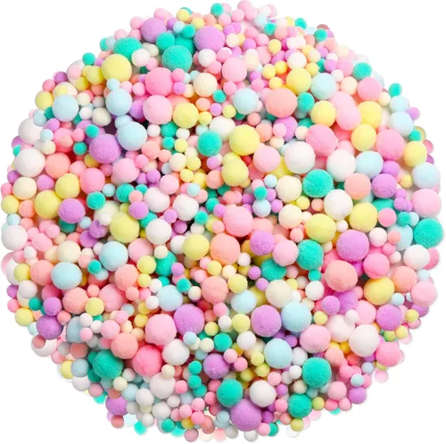 Vista 9 de Tegeme 1200 bolas de pompones para manualidades, decoración de guirnaldas de oficina en casa (negro, naranja, morado)