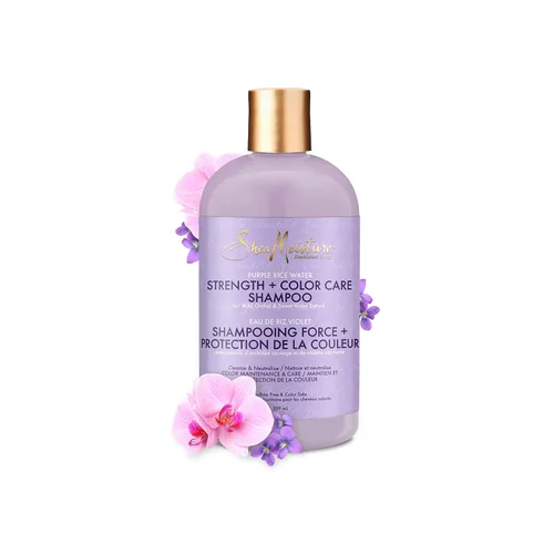 Vista 4 de SheaMoisture - Champú para el cuidado del color y el agua de arroz morado para cabello dañado, 13.5 onzas líquidas