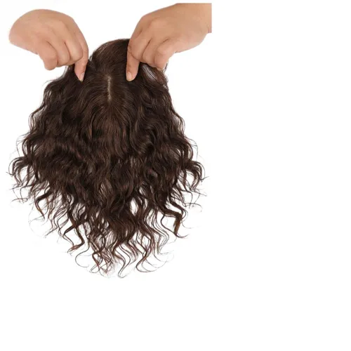 Vista 5 de Clip en Toppers - Peluca de cabello sintético rizado para mujer, cabello fino (marrón oscuro, 9.8 in)