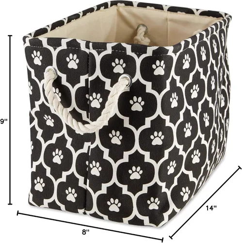 Vista 6 de Bone Dry Pet Storage Collection Lattice Estampado de Patas, Negro, Rectángulo Pequeño