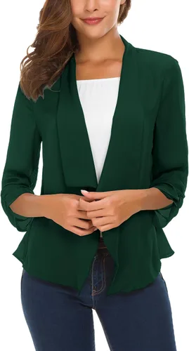 Vista 5 de Blazer ligero de gasa fina con mangas fruncidas para mujer
