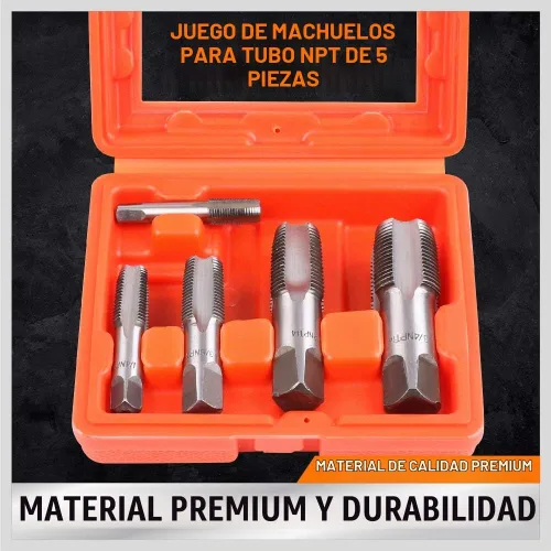 Vista 3 de HORUSDY Kit de 5 piezas de grifos de tubería NPT con estuche de almacenamiento resistente, herramientas de roscado de acero al carbono de alta