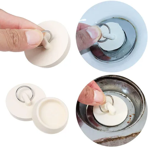 Vista 4 de Juego de tapones de drenaje, 4 tamaños, tapones de goma para fregadero, tapón blanco con anillo para colgar para bañera, cocina y baño