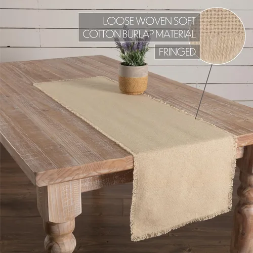 Vista 3 de VHC Brands Farmhouse Holiday - Alfombra de arpillera blanca vintage para mesa y cocina, 13 x 48 pulgadas