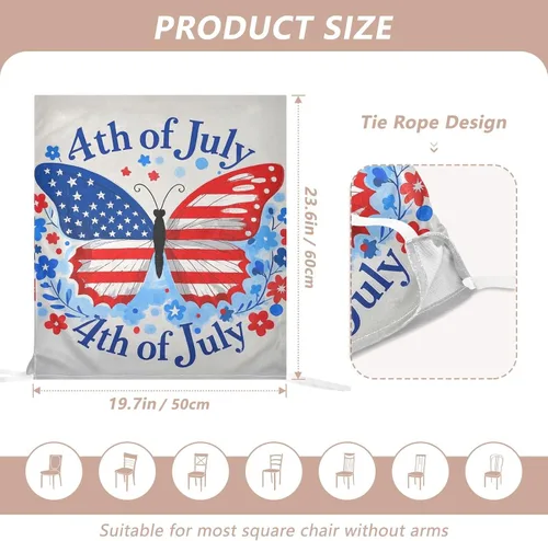 Vista 3 de 4th of July Independence Day Red Blue Butterfly Decorative Office Chair Slipcover for Family Gatherings Washable Slip Cover protectores de sillas
