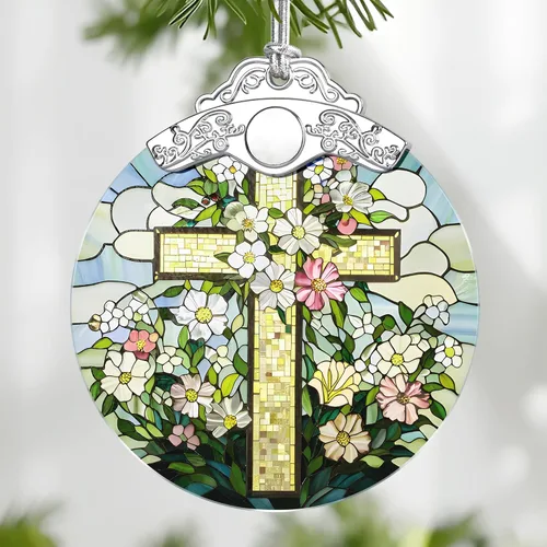 Vista 18 de Adorno de Vidrio Manchado de Puesta de Sol en la Playa, Adorno Navideño – Decoración de Árbol de Navidad, Decoración Festiva, Relleno de Calceti