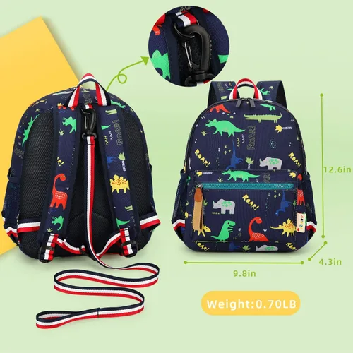 Vista 3 de willikiva Cartoon Bus 12 - Mochila de jardín de infantes para niños y niñas, mochila impermeable para niños preescolares con correa y arnés de Azul