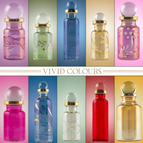 Vista 5 de Botellas de perfume egipcias, mini botellas de vidrio vacías para perfume, aceites esenciales o poción – Juego de 10 frascos pequeños decorativos