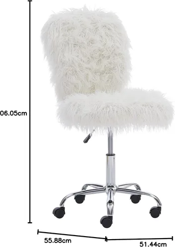 Vista 18 de Linon Cora Faux Flokati - Silla de oficina sin brazos, color blanco