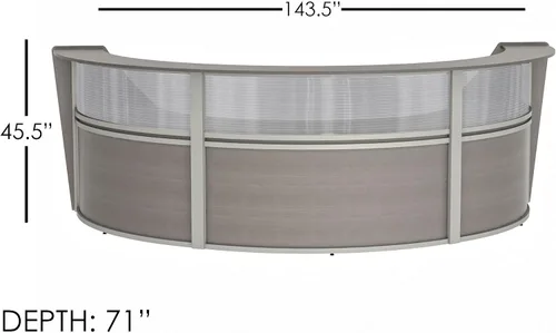 Vista 8 de Linea Italia Oficina curvada, transparente, fácil de montar, mostrador de recepción de 3 paneles para vestíbulo, salón, 142 x 71 pulgadas