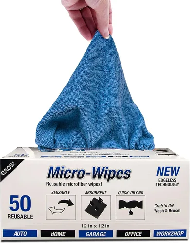 Vista 2 de Eurow Paños de limpieza y secado de microfibra de 200 GSM con caja dispensadora, reutilizables, sin rayas, sin arañazos, ultra absorbentes, sin