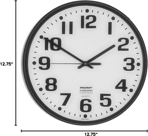 Vista 2 de Reloj de pared de cuarzo Slimline - Marco de plástico - 12-3/4" de diámetro - Caja negra/cara blanca, 6645-01-389-7944