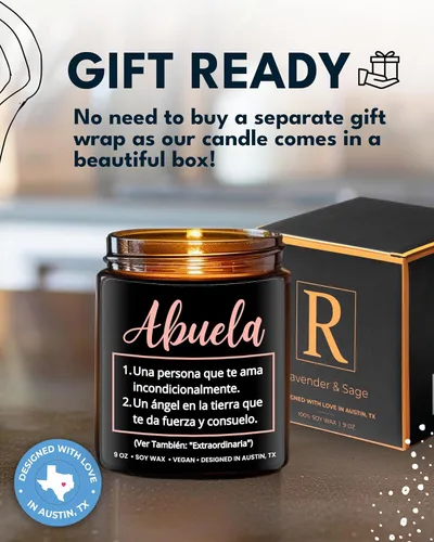 Vista 4 de Vela Abuela, Los Mejores Regalos para Abuela de Nietos en Español, Regalos para Abuela en Español, Regalos Considerados de Nieto o Nieta