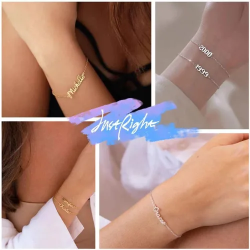 Vista 4 de Tobillera personalizada con nombre personalizado para mujeres y niñas, tobilleras laminadas de oro plateado con nombre inicial para mujer