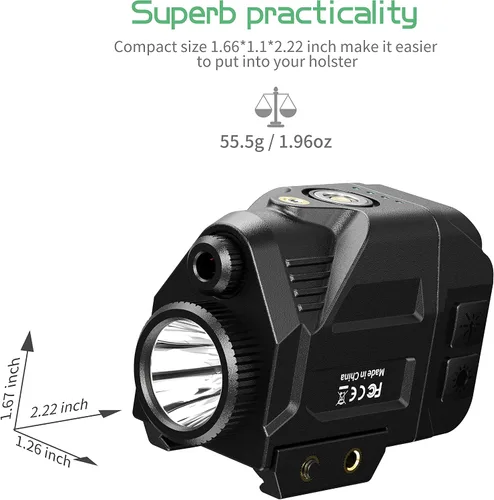 Vista 7 de SIXRAY 500 lúmenes luz de pistola láser combo recargable haz láser azul